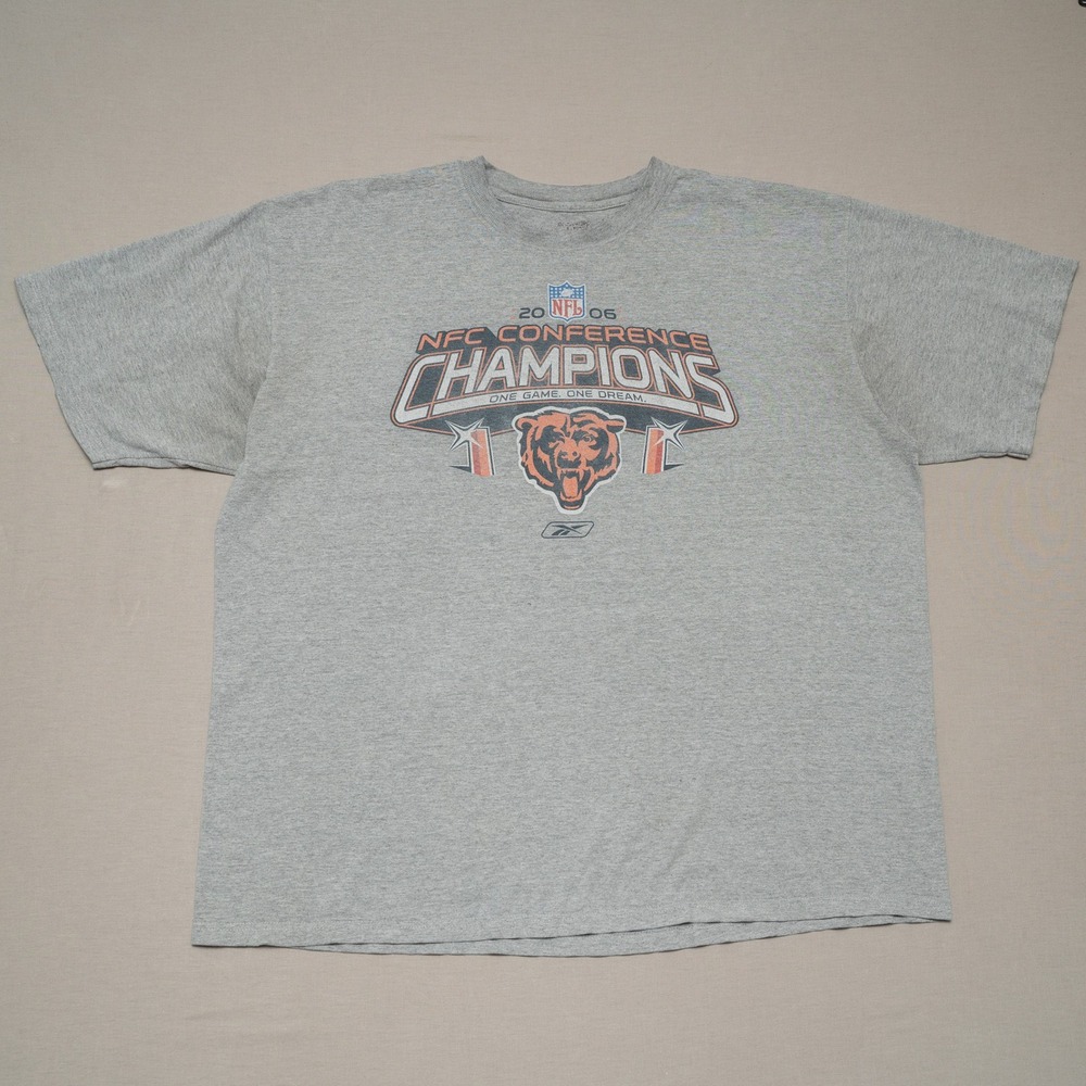 Vintage Y2k 2006 Chicago Bears NFL NFC Conference Reebok T Shirt Gray Adult XXL